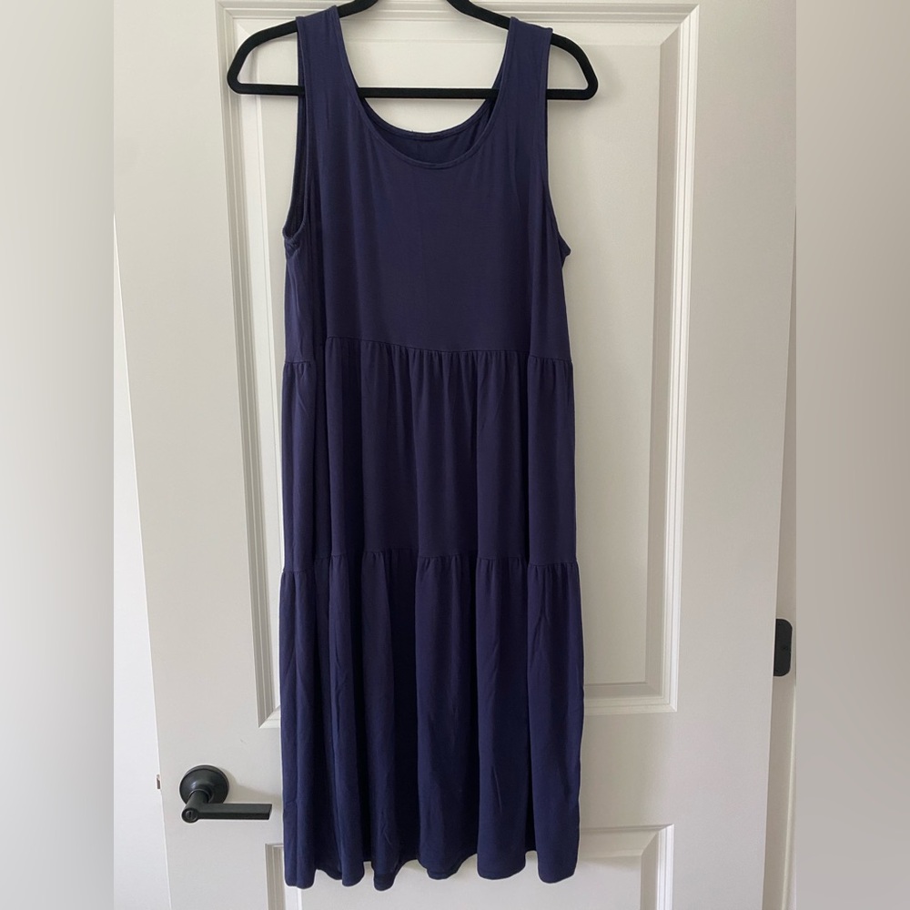 Sleeveless Tiered Maxi Dress in Deep Navy